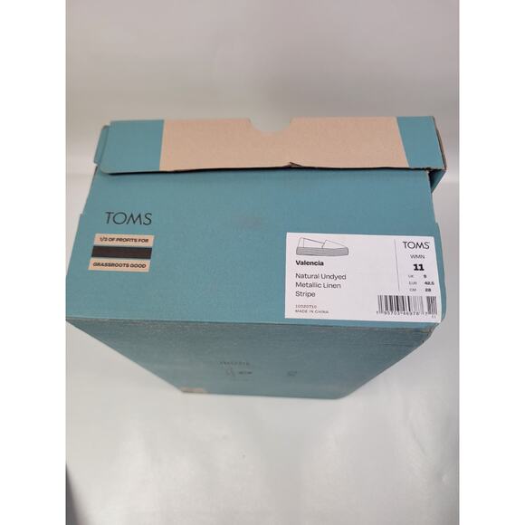 Women’s Tom’s Valencia Platform Espadrille Natural Undyed Metallic Linen Sz 11 - Picture 12 of 13